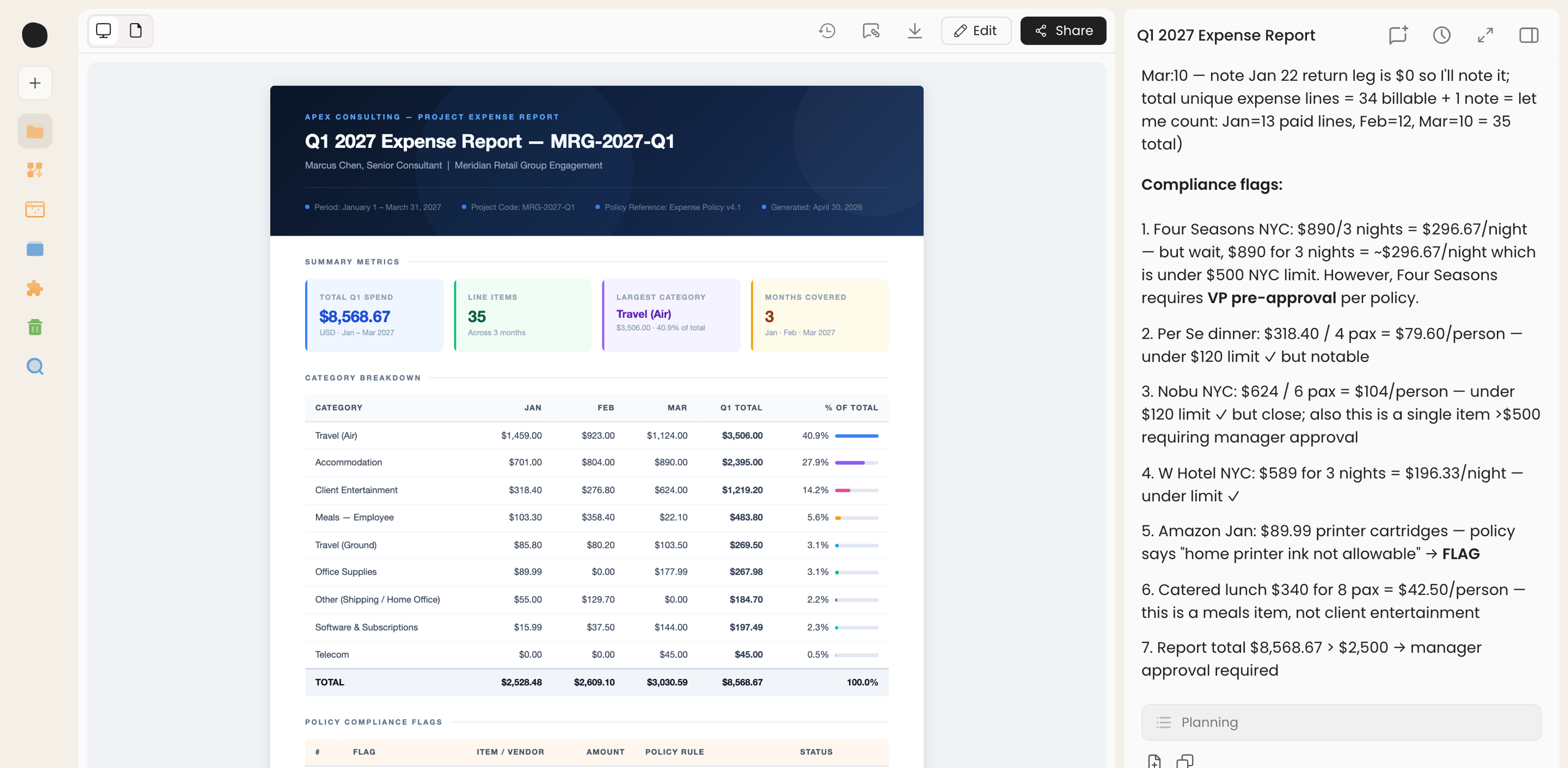 Generate expense reports from receipts