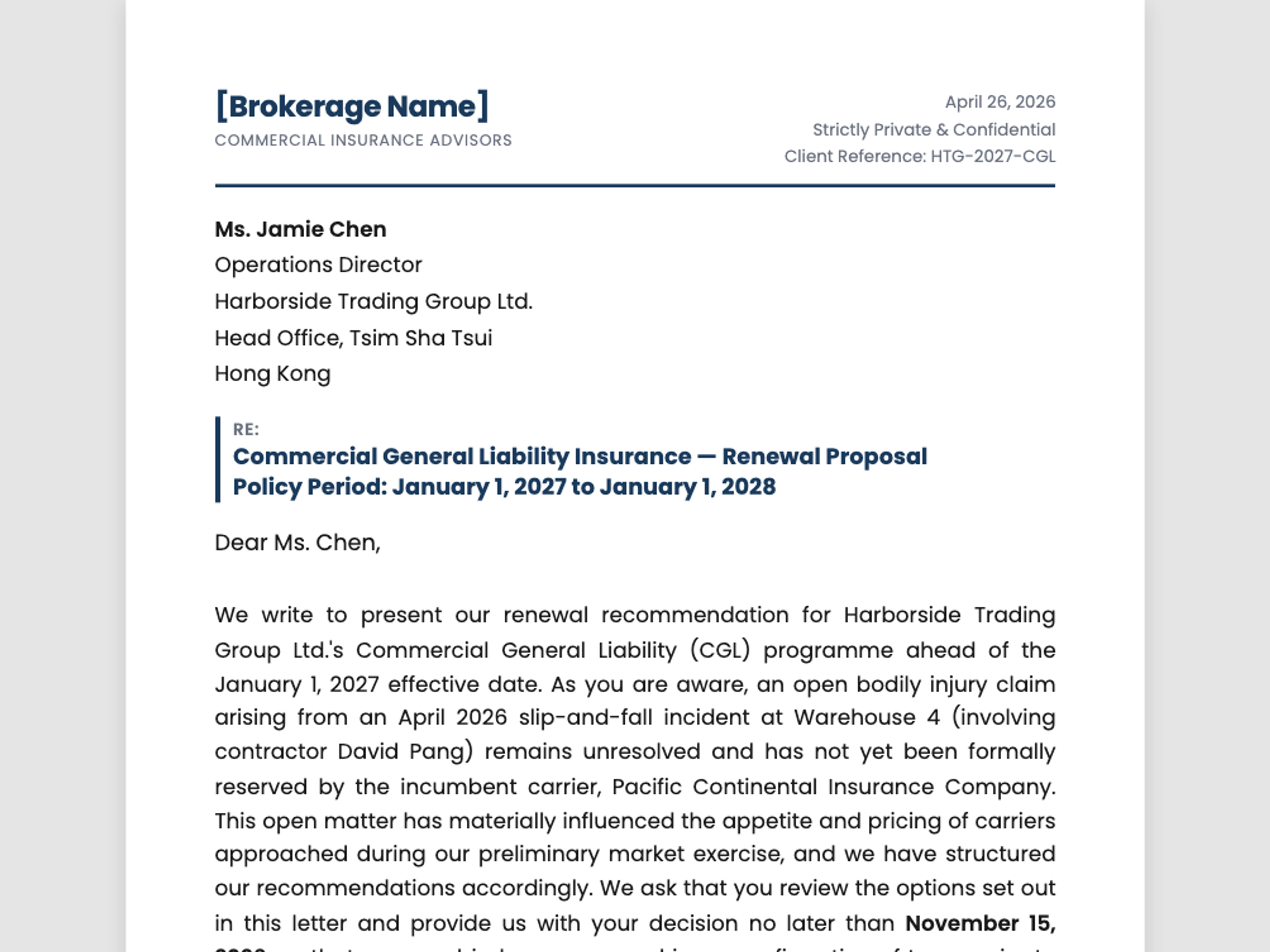 Renewal Proposal Letter