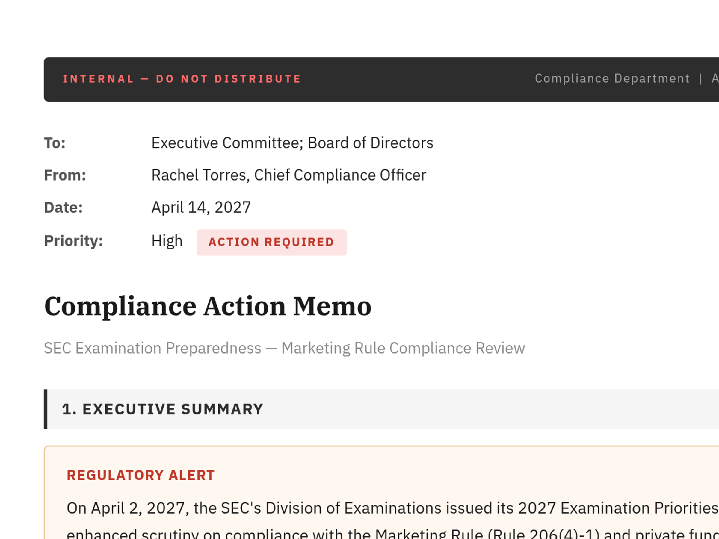 Compliance Action Memo