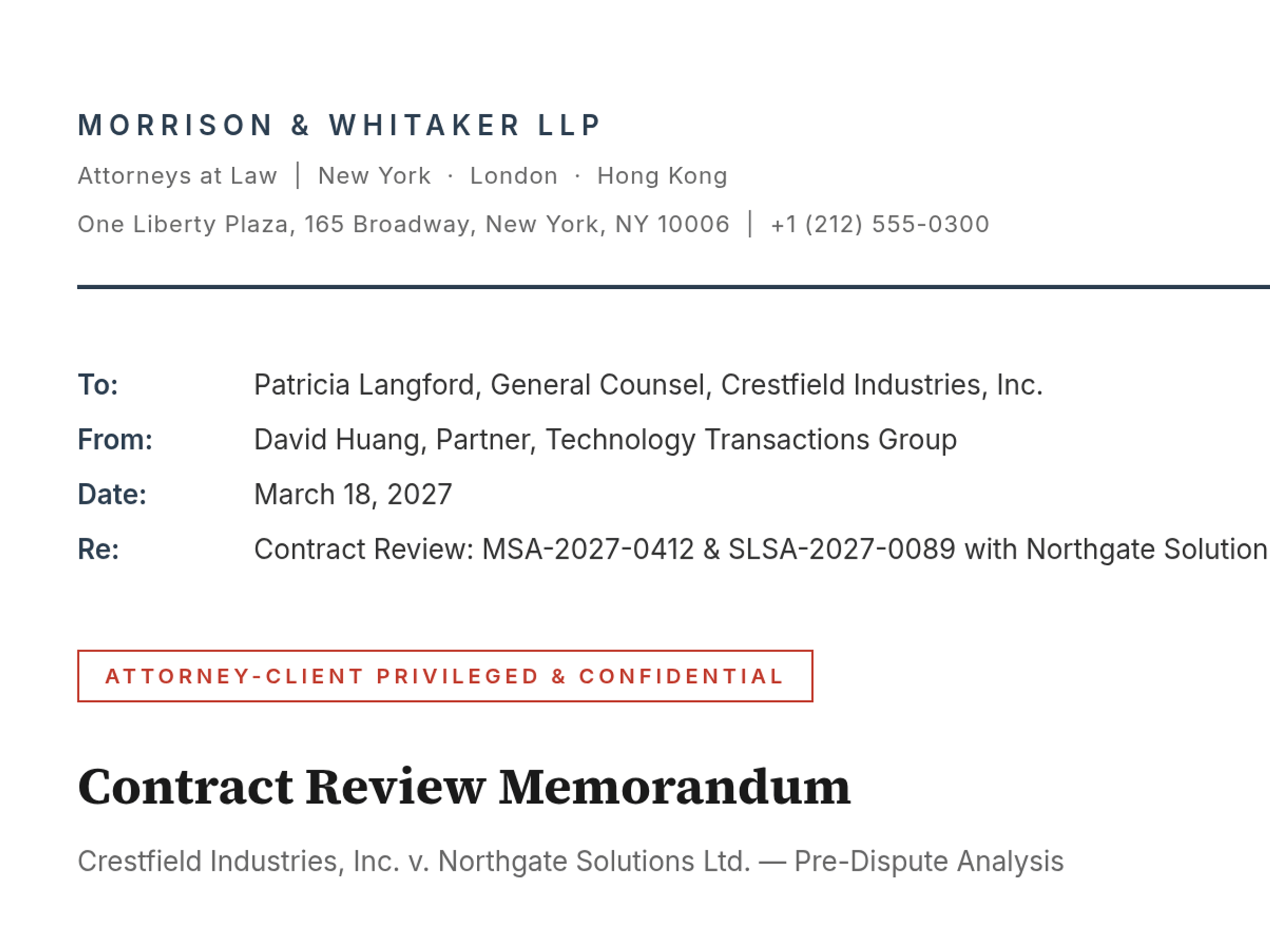 Contract Review Memorandum